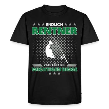 Angler in Rente - endlich Zeit fürs Fischen und - Männer Premium Bio T-Shirt - Schwarz - Vorne - Nico (187cm)