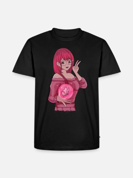 Baddie Girl Aesthetic Anime Girl Butterfly - Men's Premium Organic T-Shirt - black