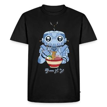 Cyborg Robot Ramen Noodles Cyber Esthétique - T-shirt Premium bio Homme - noir - Devant - Nico (187cm)