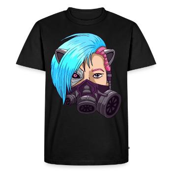 Cyborg Anime Girl Cyber Esthétique Japonaise - T-shirt Premium bio Homme - noir - Devant - Nico (187cm)