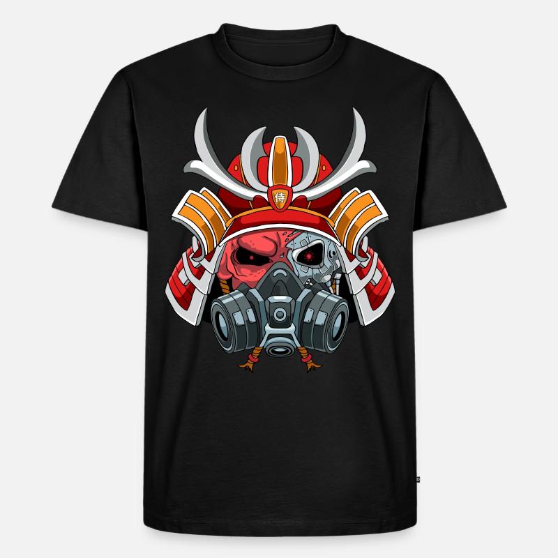 Cyborg Samurai-Krieger Bushido Cyber-Ästhetik - Männer Premium Bio T-Shirt - Schwarz
