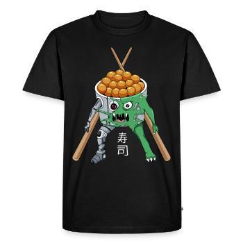 Cyborg Sushi Monster Cyber Esthétique japonaise - T-shirt Premium bio Homme - noir - Devant - Nico (187cm)