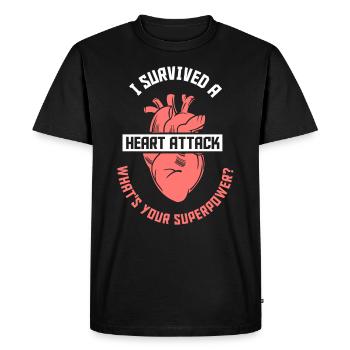 J’ai survécu à une crise cardiaque - T-shirt Premium bio Homme - noir - Devant - Nico (187cm)