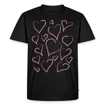 Danish Pastel Aesthetics Abstract Heart Pattern - Men's Premium Organic T-Shirt - black - Front - Nico (187cm)