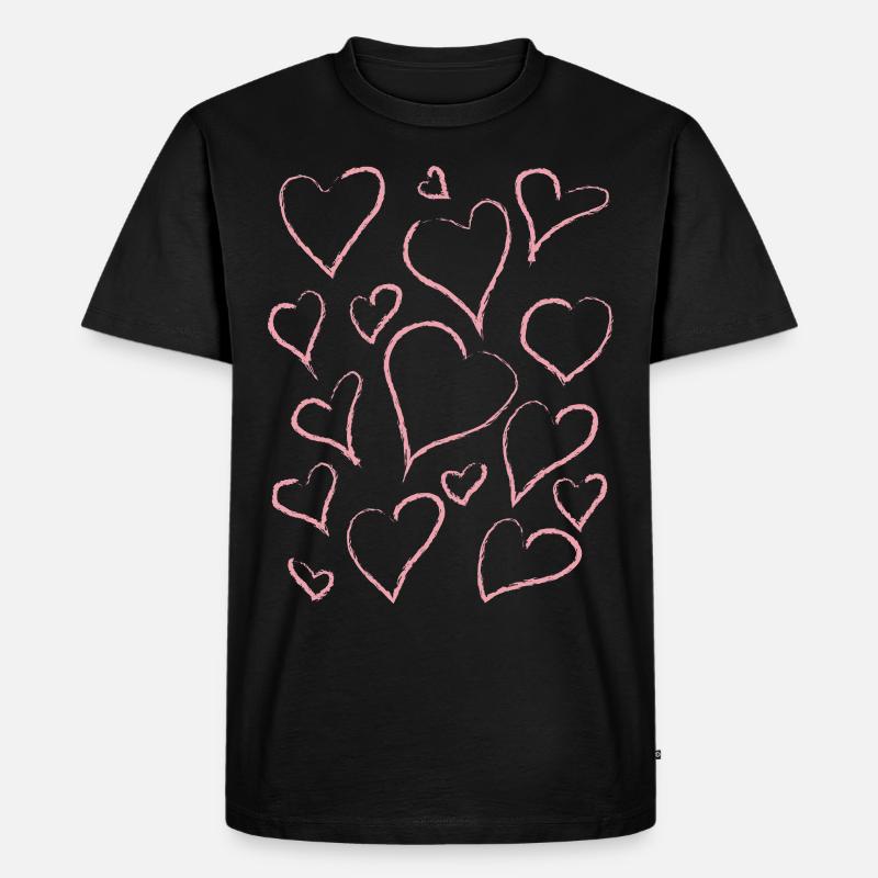 Dänische Pastell-Ästhetik Abstraktes Herz-Muster - Männer Premium Bio T-Shirt - Schwarz