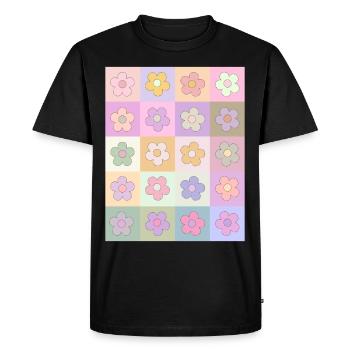 Danish Pastel Aesthetic Retro Flower Pattern - Men's Premium Organic T-Shirt - black - Front - Nico (187cm)