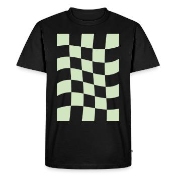 Danish pastel aesthetic Green checkered - Men's Premium Organic T-Shirt - black - Front - Nico (187cm)