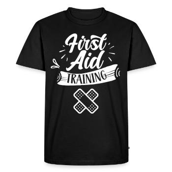 First Aid Training Trainer Course Teacher - Men's Premium Organic T-Shirt - black - Front - Nico (187cm)