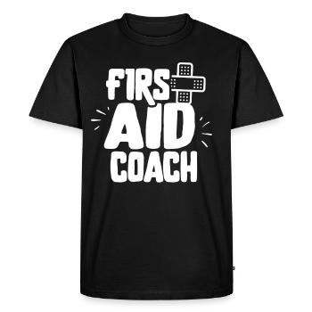 Cours de formateur en secourisme Mesures immédiates Enseignant - T-shirt Premium bio Homme - noir - Devant - Nico (187cm)