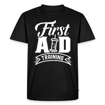 Training in First Aid Course First Aid - Men's Premium Organic T-Shirt - black - Front - Nico (187cm)