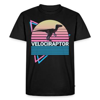 Velociraptor Dinosaure Rétro - T-shirt Premium bio Homme - noir - Devant - Nico (187cm)