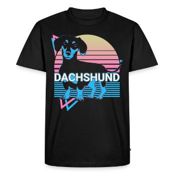 Teckel Rétro - T-shirt Premium bio Homme - noir - Devant - Nico (187cm)