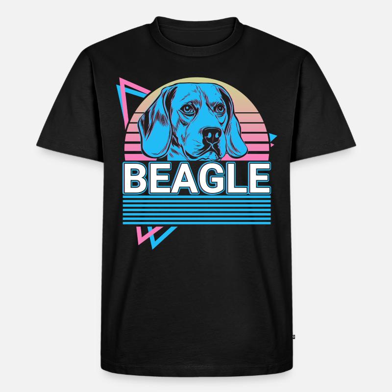 Beagle Retro - Männer Premium Bio T-Shirt - Schwarz