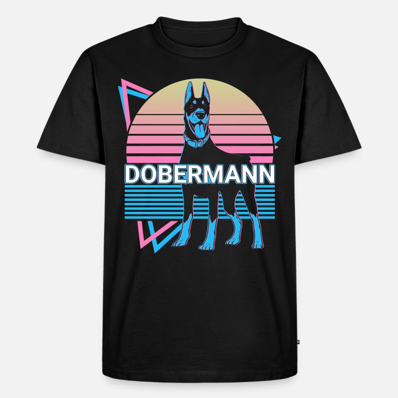 Dobermann Retro - Männer Premium Bio T-Shirt - Schwarz