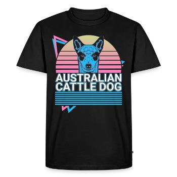 Chien de bétail australien Retro - T-shirt Premium bio Homme - noir - Devant - Nico (187cm)