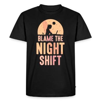 Blaming the night shift Sayings - Men's Premium Organic T-Shirt - black - Front - Nico (187cm)