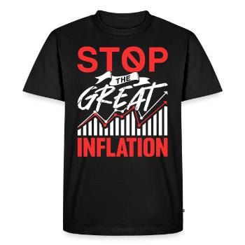 Stops The Great Inflation Humor Stagflation - Men's Premium Organic T-Shirt - black - Front - Nico (187cm)