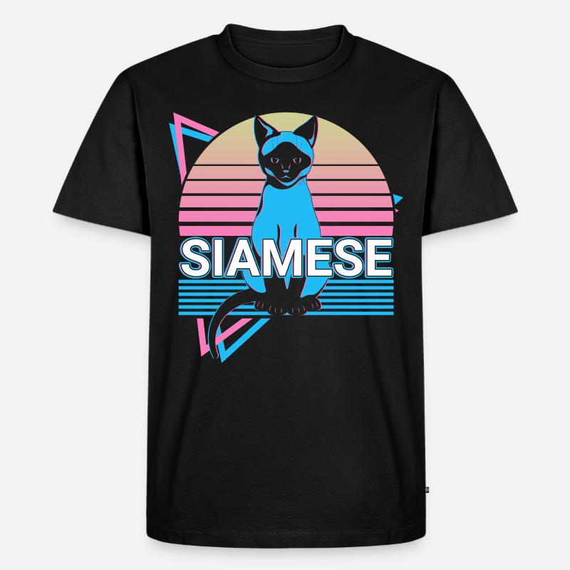 Siamkatze Retro - Männer Premium Bio T-Shirt - Schwarz