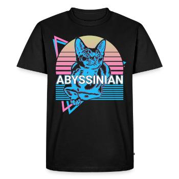 Abyssinian Cat Retro - Men's Premium Organic T-Shirt - black - Front - Nico (187cm)