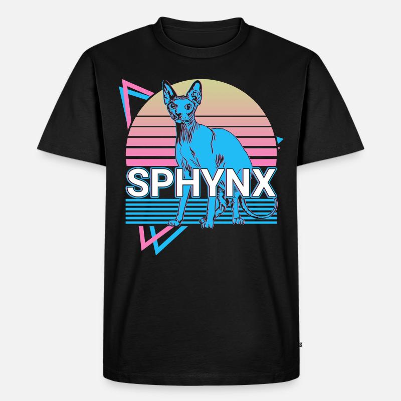 Sphynx Katze Retro - Männer Premium Bio T-Shirt - Schwarz