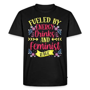 Alimenté par les boissons énergisantes et la colère féministe - T-shirt Premium bio Homme - noir - Devant - Nico (187cm)