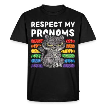 Respectez mes pronoms Rainbow Lgbtq Pride Cats - T-shirt Premium bio Homme - noir - Devant - Nico (187cm)