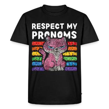 Respectez mes pronoms Kitten Gay Transgender Pride - T-shirt Premium bio Homme - noir - Devant - Nico (187cm)