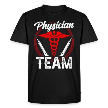 Équipe médicale Médecine d’équipe Médecin Médecin Médecin Médecin - T-shirt Premium bio Homme - noir - Devant - Nico (187cm)