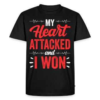 My heart attacked and I won - Men's Premium Organic T-Shirt - black - Front - Nico (187cm)