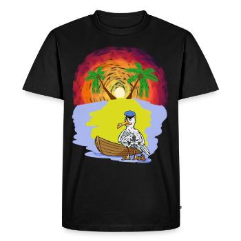 Ahoi Caribbean Island Rowing Boat Seagull Captain Trip - Men's Premium Organic T-Shirt - black - Front - Nico (187cm)