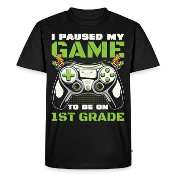 First Grader Awesome Back To School Gamer Lovers - Men's Premium Organic T-Shirt - black - Front - Nico (187cm)