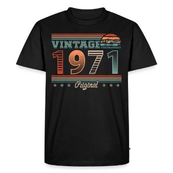 Millésime 1971 Année de naissance 1971 Anniversaire Hommes - T-shirt Premium bio Homme - noir - Devant - Nico (187cm)