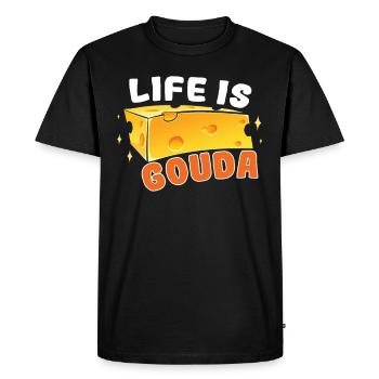 Fromage Käsefan Amateur de fromage Gouda Fromage à pâte dure - T-shirt Premium bio Homme - noir - Devant - Nico (187cm)
