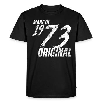 Fait en 1973 Année de naissance 1973 Anniversaire Femmes - T-shirt Premium bio Homme - noir - Devant - Nico (187cm)
