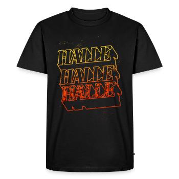 Halle Germany City Skyline Home Font - Men's Premium Organic T-Shirt - black - Front - Nico (187cm)