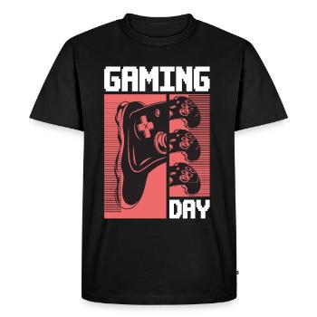 Gaming Day Nerd Player Gamer Video Game - Men's Premium Organic T-Shirt - black - Front - Nico (187cm)