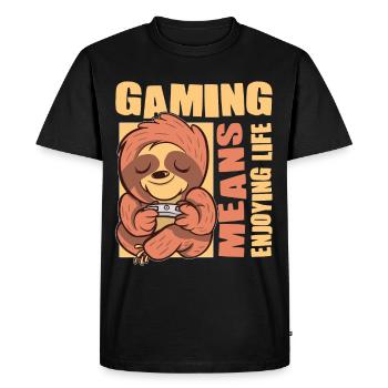 Gaming Means Enjoying Life Nerd Gamer Video Game - Men's Premium Organic T-Shirt - black - Front - Nico (187cm)