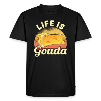 Fromage Käsefan Amateur de fromage Gouda Fromage à pâte dure - T-shirt Premium bio Homme - noir - Devant - Nico (187cm)