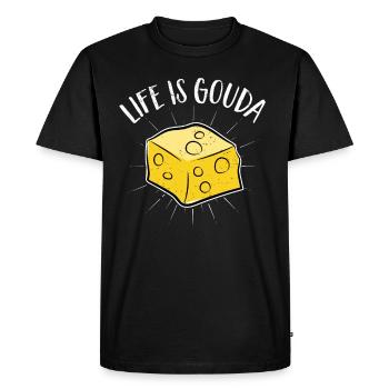 Fromage Käsefan Amateur de fromage Gouda Fromage à pâte dure - T-shirt Premium bio Homme - noir - Devant - Nico (187cm)