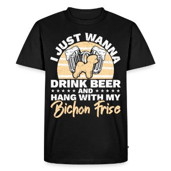 Buvez de la bière et passez du temps avec mon chien Bichon Frise - T-shirt Premium bio Homme - noir - Devant - Nico (187cm)
