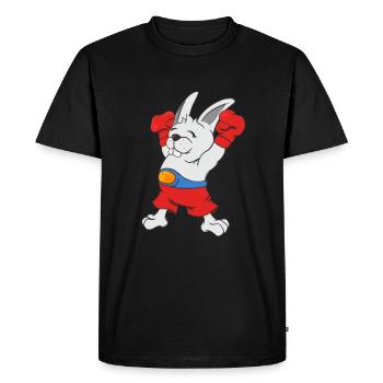 Boxing Rabbit Funny Boxer Cartoon Martial Arts - Men's Premium Organic T-Shirt - black - Front - Nico (187cm)