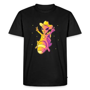 Alien Cowboy Love Space Fun - Men's Premium Organic T-Shirt - black - Front - Nico (187cm)