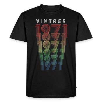 Millésime 1971 Année de naissance 1971 Millésime Anniversaire - T-shirt Premium bio Homme - noir - Devant - Nico (187cm)