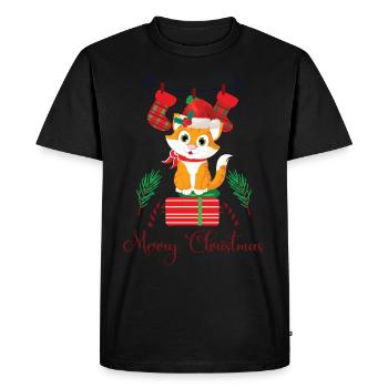 Noël avec un chat - T-shirt Premium bio Homme - noir - Devant - Nico (187cm)