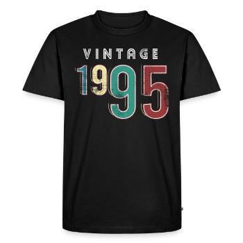Vintage 1995 Birthday Born year 1995 - Men's Premium Organic T-Shirt - black - Front - Nico (187cm)