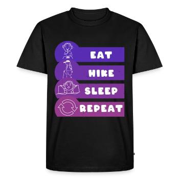 Manger Randonnée Sommeil Répéter - T-shirt Premium bio Homme - noir - Devant - Nico (187cm)