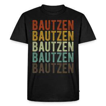 Bautzen City Retro Vintage - Men's Premium Organic T-Shirt - black - Front - Nico (187cm)