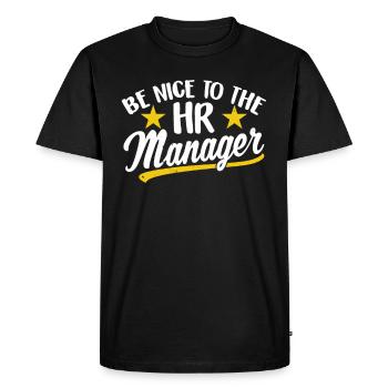 Soyez gentil avec le responsable RH RH - T-shirt Premium bio Homme - noir - Devant - Nico (187cm)