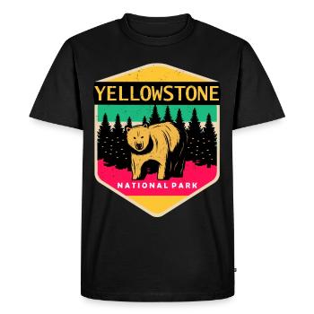 Yellowstone Souvenir Parc national Grizzly Bear Wyomi - T-shirt Premium bio Homme - noir - Devant - Nico (187cm)