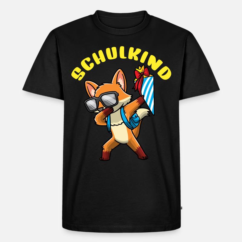 Schulkind Einschulung Fuchs - Männer Premium Bio T-Shirt - Schwarz